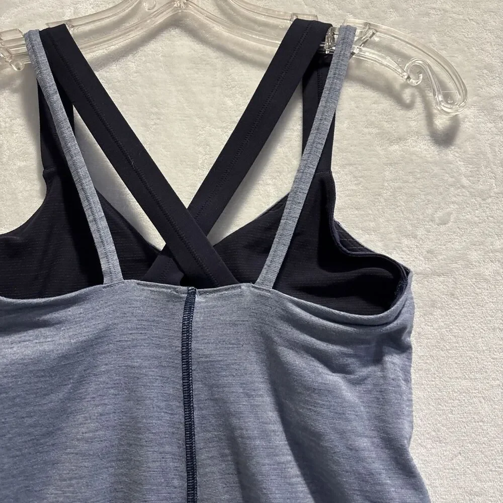 Lululemon Tank Top Women's Size 8 Blue Heather Run For Gold Athletic Gym Yoga